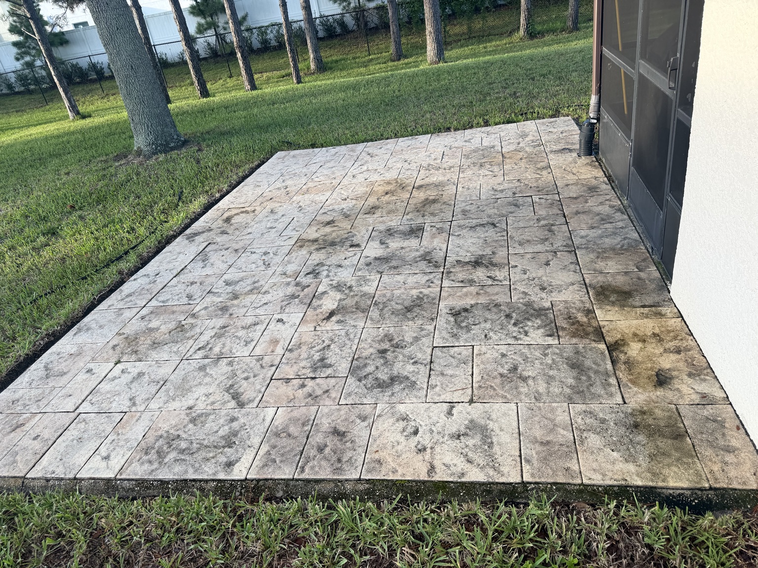 Concrete patio before cleaning
